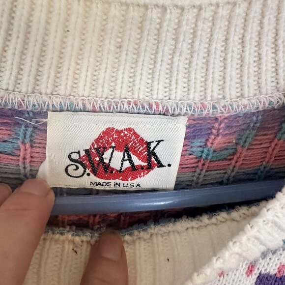 Vintage S.W.A.K. Womens Aztec Pattern Sweater Size Large 1980s Crewneck Knit - Picture 2 of 10